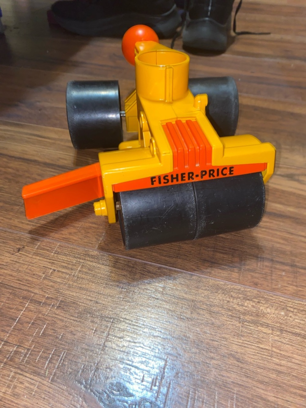 Fisher-Price Yellow & Orange Toy Road Roller for Kids